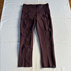 Lululemon Fast & Free Crop 4 Black Cherry